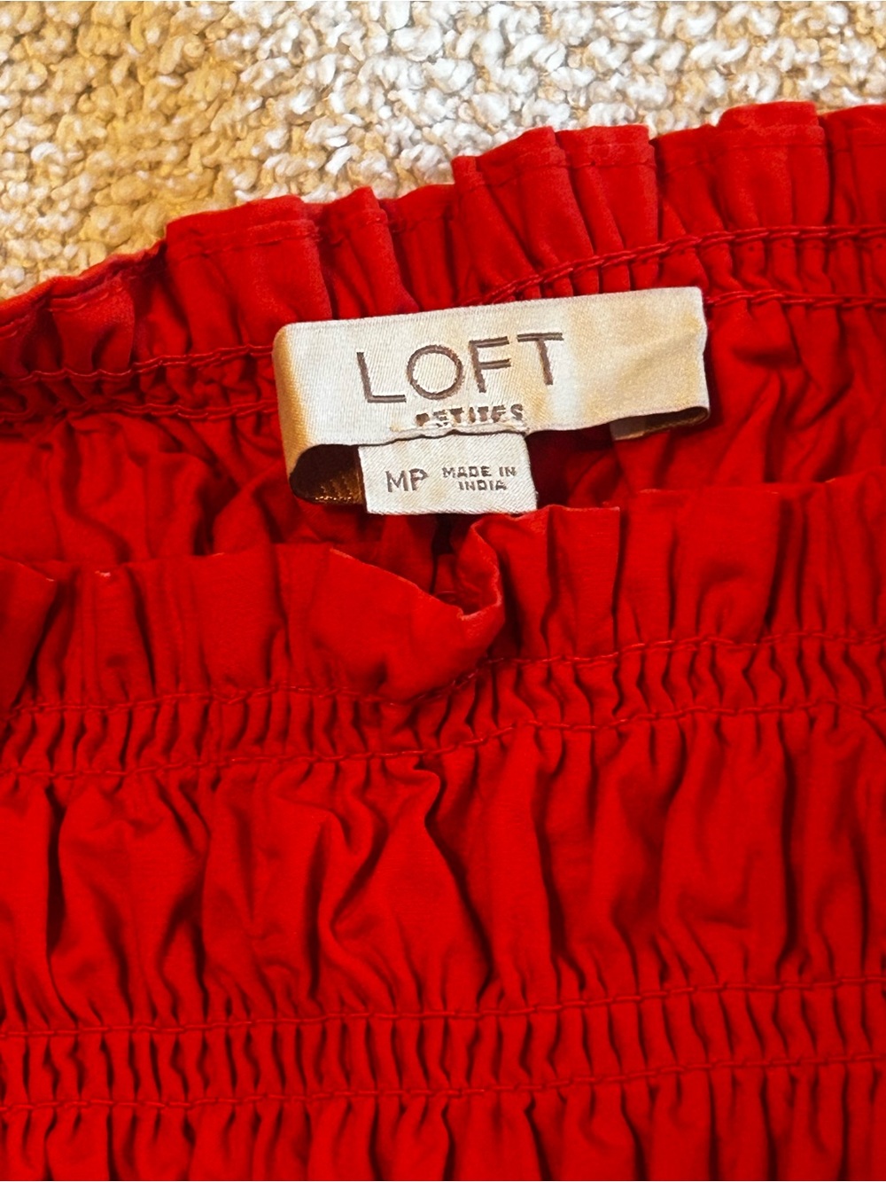 LOFT petites red poplin midi skirt